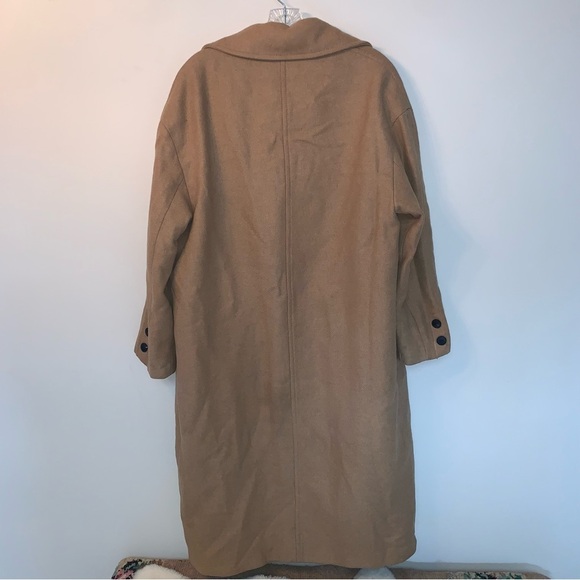 Zara Tan Wool Blend Oversized Coat M - Picture 6 of 16